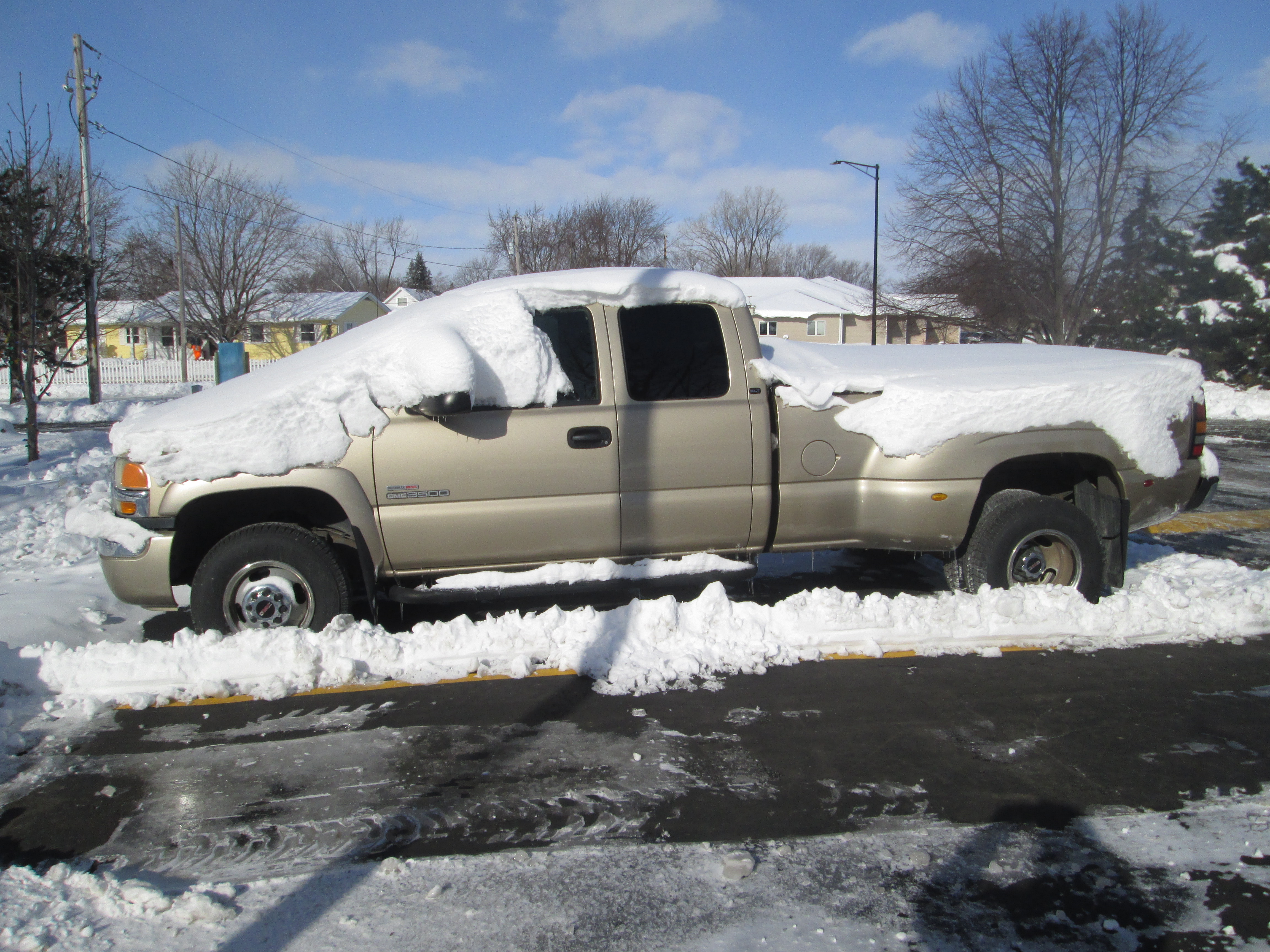 Truck covered with snow